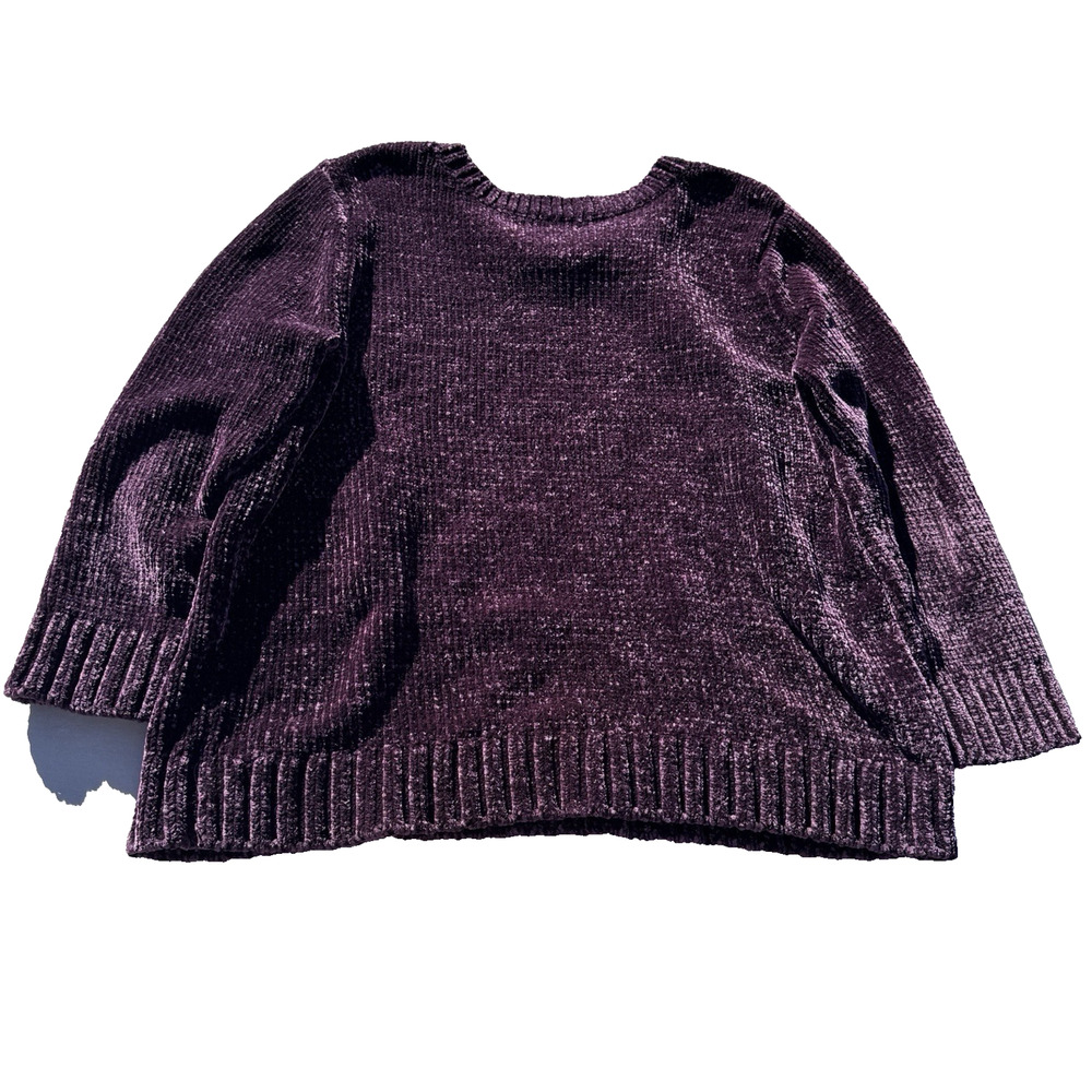 Orvis Womens XXL Purple Chenille Sweater Super Soft Cozy Relaxed Fit